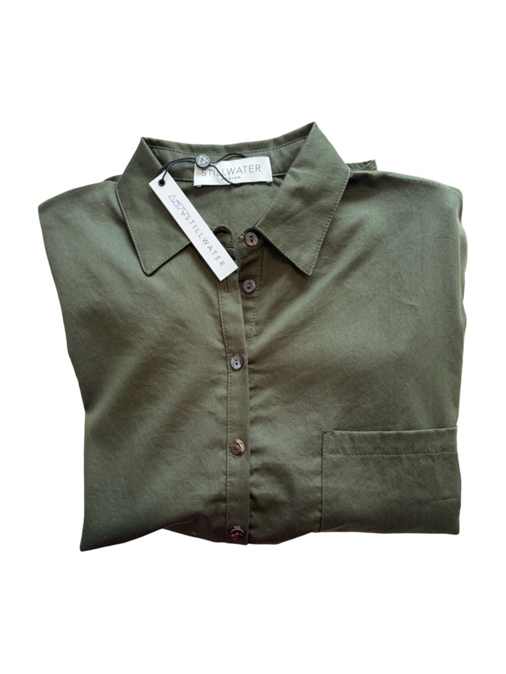 Stillwater NWT Button-Down Shirt Army Green Women’s Size M